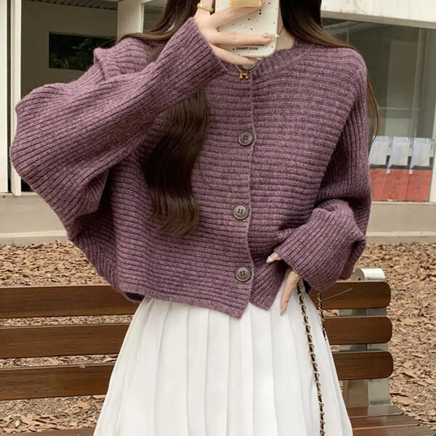 Radine Round Button Knit Cardigan