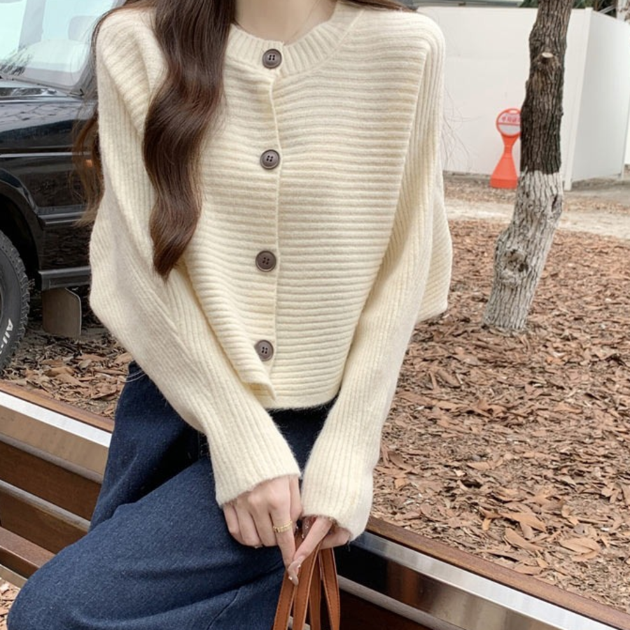 Radine Round Button Knit Cardigan
