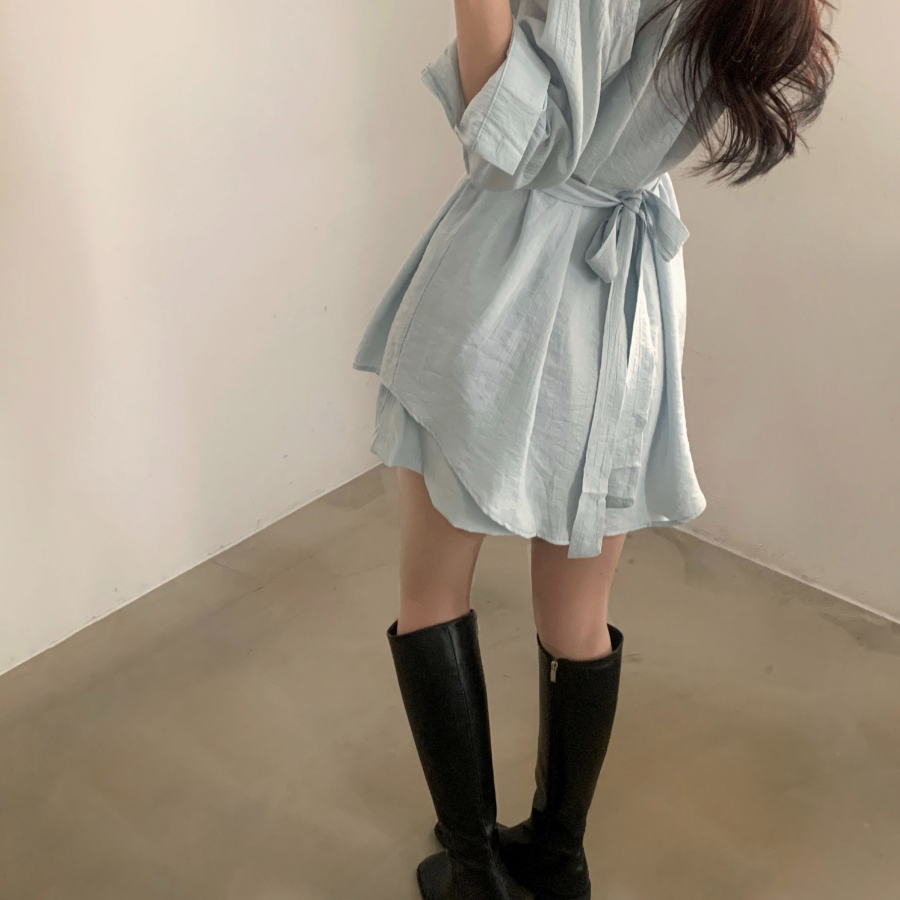 Шифоновая удлиненная блузка с и юбка-шорты