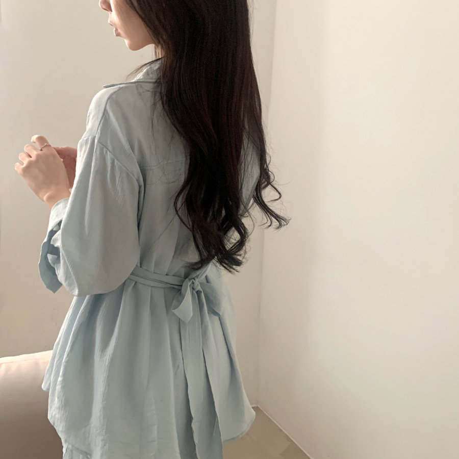 Шифоновая удлиненная блузка с и юбка-шорты