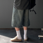 7-Part Sand Washing Bermuda Wide Shorts Denim Pants