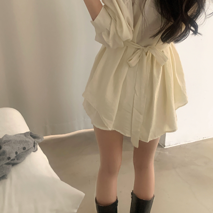 Шифоновая удлиненная блузка с и юбка-шорты