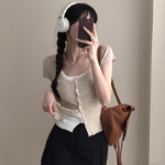 Rio Layered Colorblock Ribbed Knit Short-Sleeve Cardigan