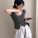 Rio Layered Colorblock Ribbed Knit Short-Sleeve Cardigan