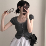 Rio Layered Colorblock Ribbed Knit Short-Sleeve Cardigan