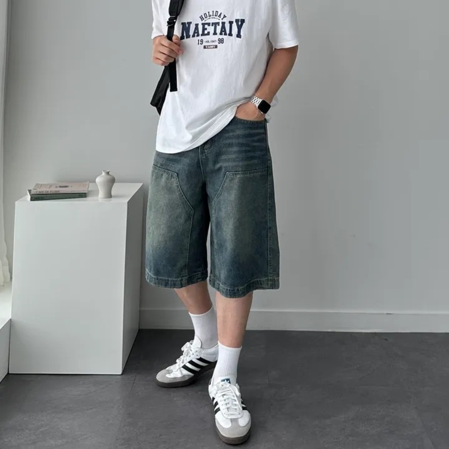 Sand Washing Bermuda Denim Shorts