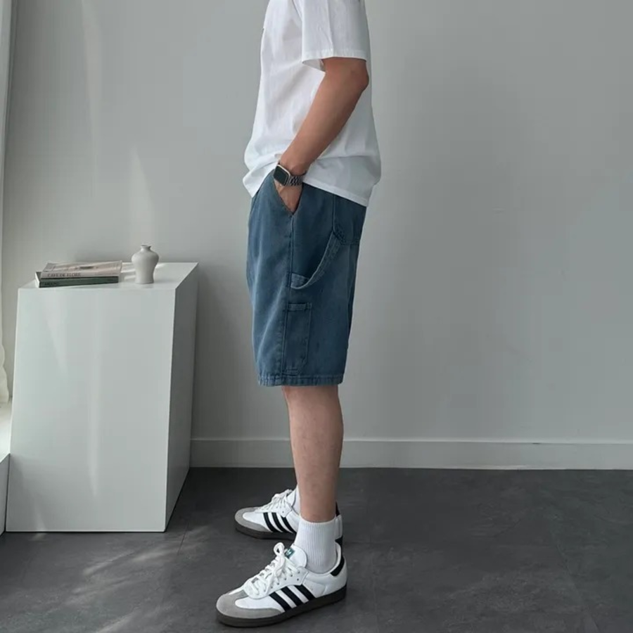 Wide Loose Fit Denim Bermuda Shorts