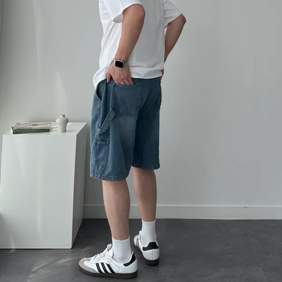 Wide Loose Fit Denim Bermuda Shorts