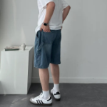 Wide Loose Fit Denim Bermuda Shorts