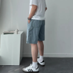 Wide Loose Fit Denim Bermuda Shorts