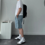 Wide Loose Fit Denim Bermuda Shorts