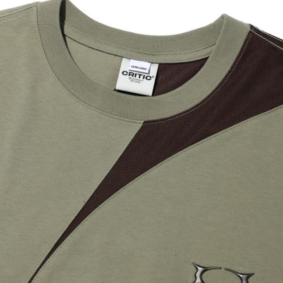 Incision Mesh Long Sleeve T-Shirt [Olive]