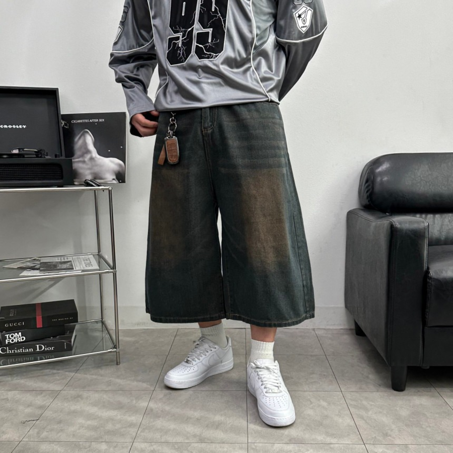 Long Bermuda Wide Denim Shorts