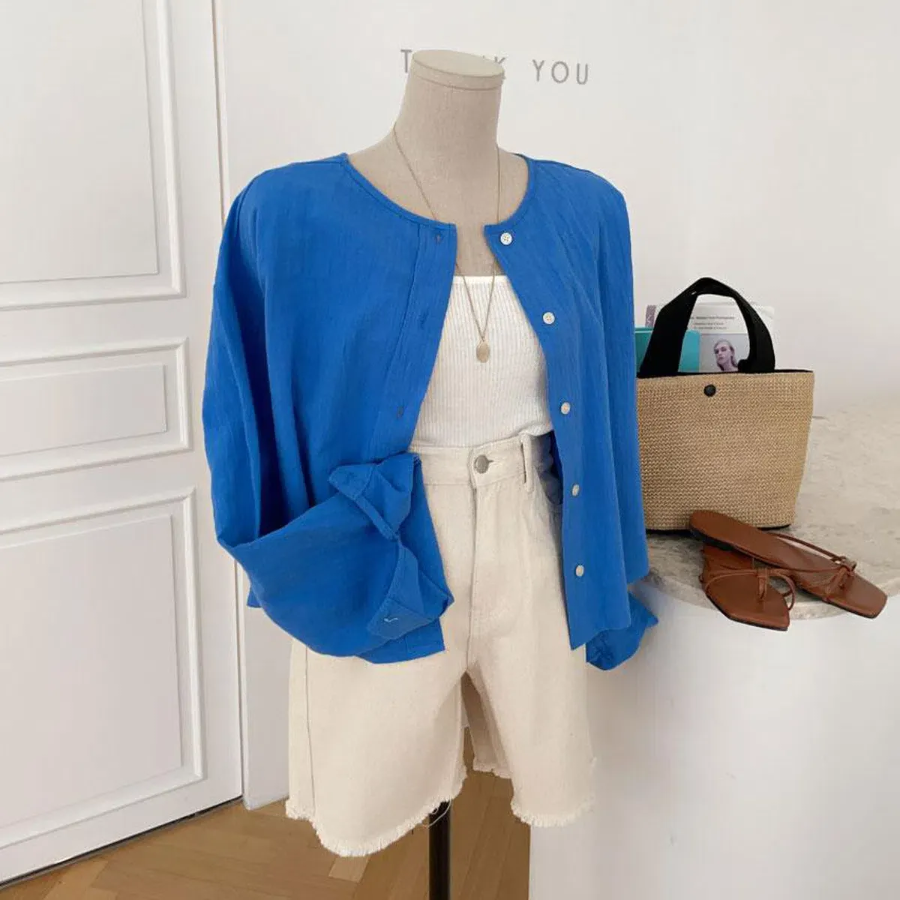 Corin Cotton-Linen Loose Fit Long Button Shirt Cardigan