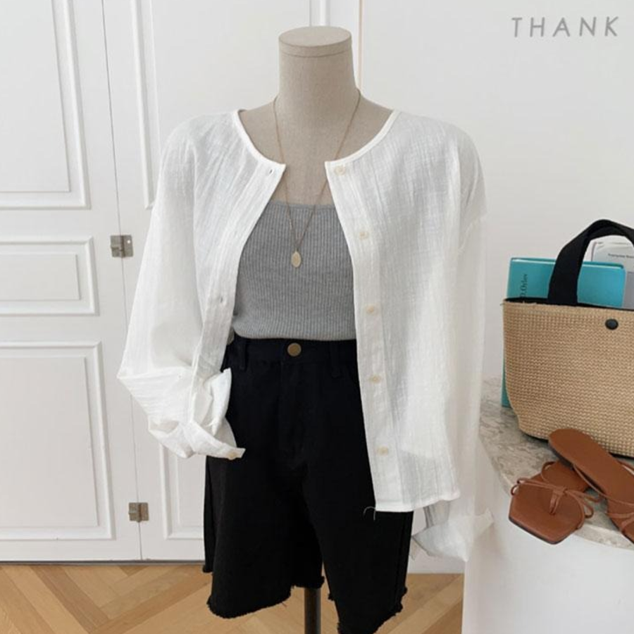 Corin Cotton-Linen Loose Fit Long Button Shirt Cardigan