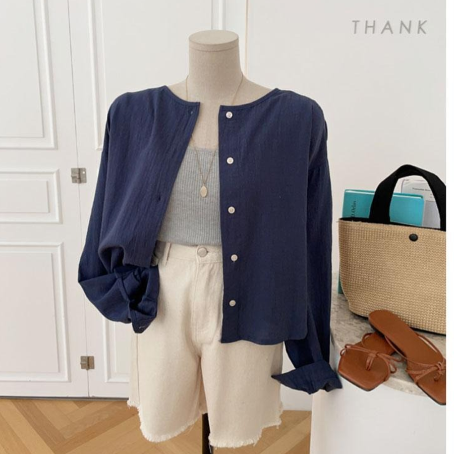 Corin Cotton-Linen Loose Fit Long Button Shirt Cardigan