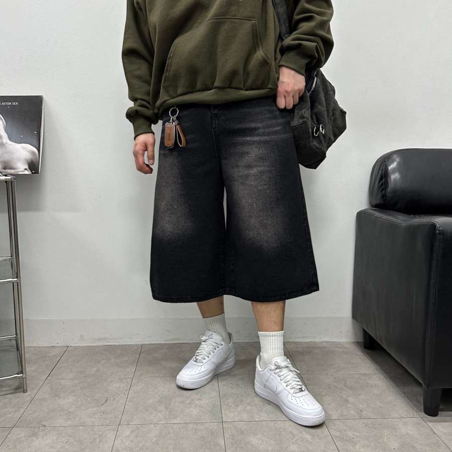 Long Bermuda Wide Denim Shorts