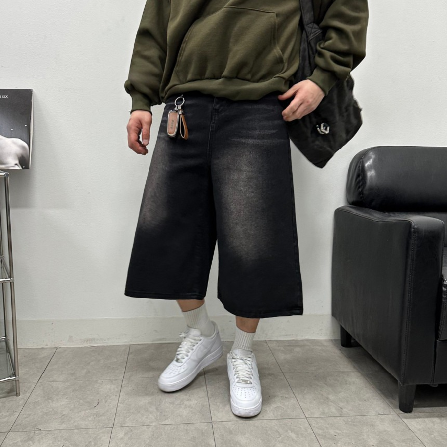 Long Bermuda Wide Denim Shorts