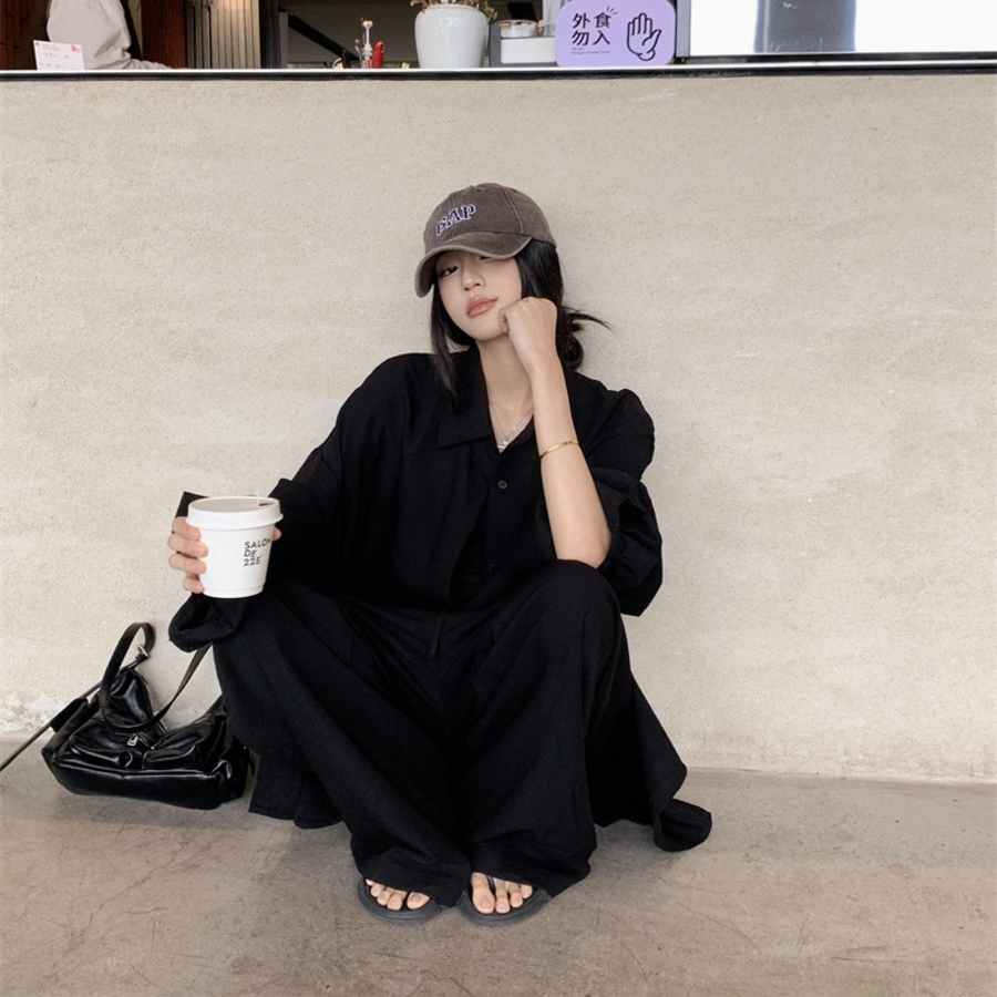 Рубашка оверсайз и широкие брюки