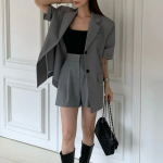 Свободный размер-Серый-Комплект с шортами