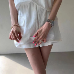 Лёгкий летний комплект: майка без рукавов и юбка-шорты с поясом на резинке