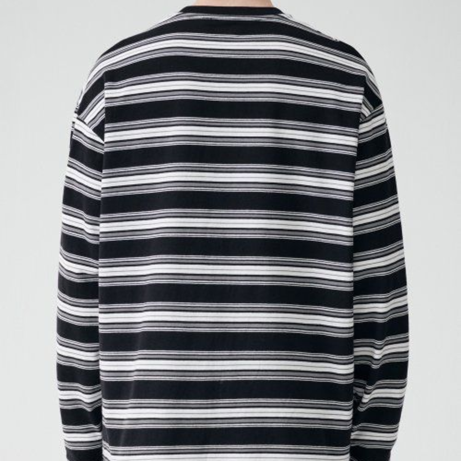 Cluster Stripe Relaxed Long Sleeve T-Shirt 2 [Black]