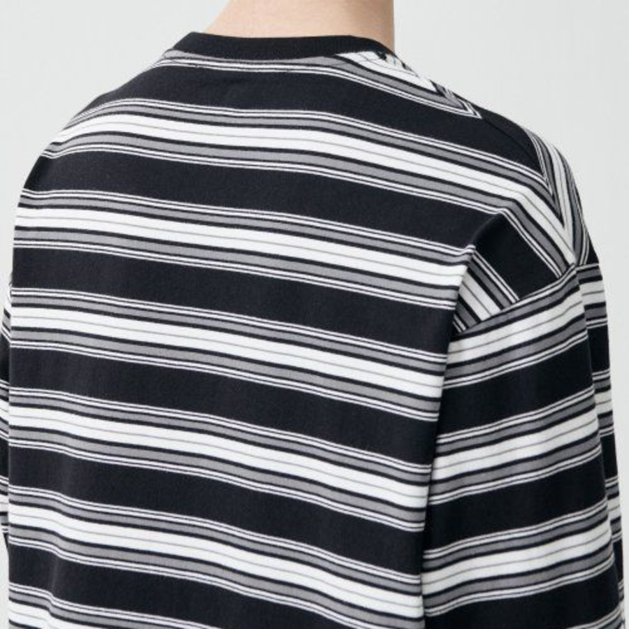 Cluster Stripe Relaxed Long Sleeve T-Shirt 2 [Black]