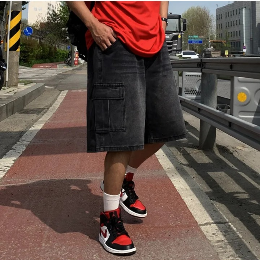 Tissue Vintage Washed Wide Bermuda Denim Shorts