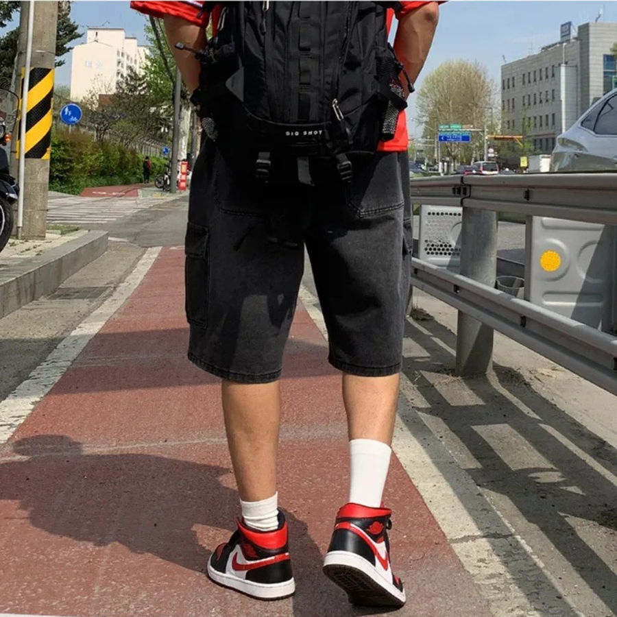 Tissue Vintage Washed Wide Bermuda Denim Shorts