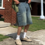 Tissue Vintage Washed Wide Bermuda Denim Shorts