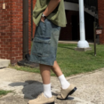 Tissue Vintage Washed Wide Bermuda Denim Shorts