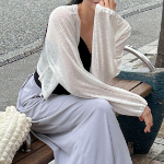 Thezzle Linen See-Through Ribbon Bolero