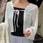 Thezzle Linen See-Through Ribbon Bolero