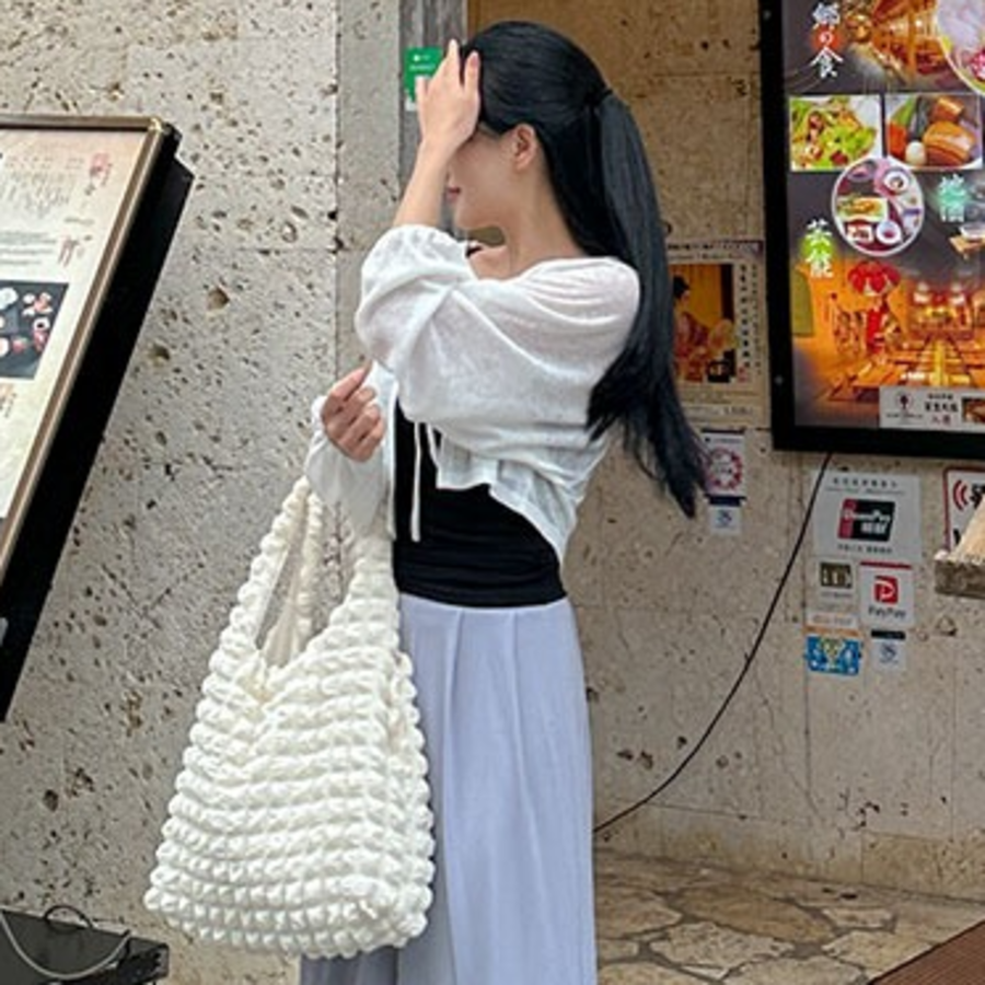 Thezzle Linen See-Through Ribbon Bolero