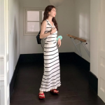 Комплект: майка без рукавов и длинная юбка в полоску