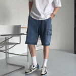 Ocean One-Tuck Cargo Denim Shorts