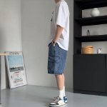 Ocean One-Tuck Cargo Denim Shorts