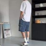 Ocean One-Tuck Cargo Denim Shorts