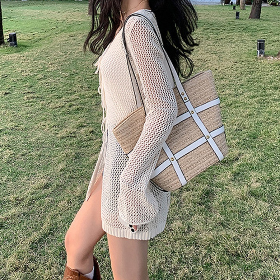 Bow Mesh See-Through Knit Cardigan