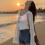 Bow Mesh See-Through Knit Cardigan