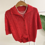 Punico Punching Short Sleeve Knit Cardigan