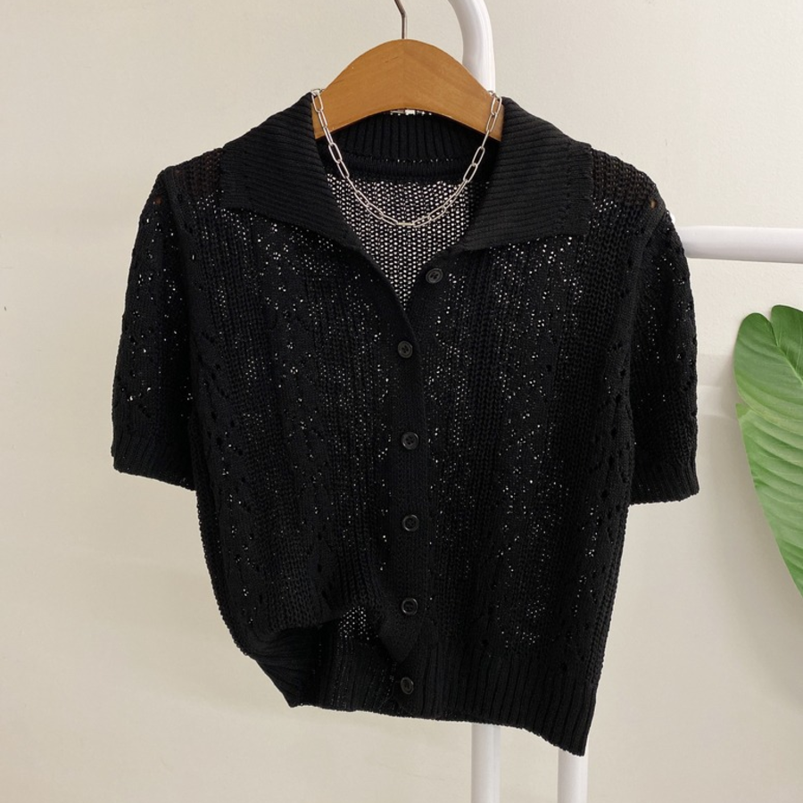 Punico Punching Short Sleeve Knit Cardigan