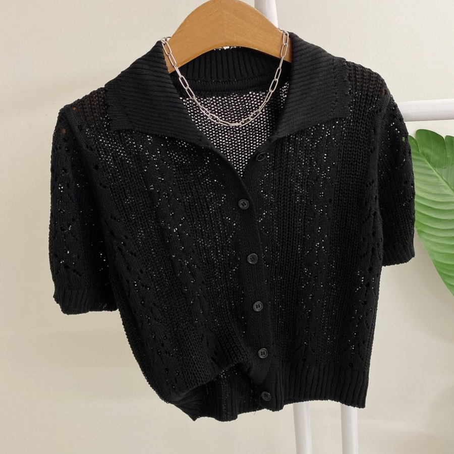 Punico Punching Short Sleeve Knit Cardigan