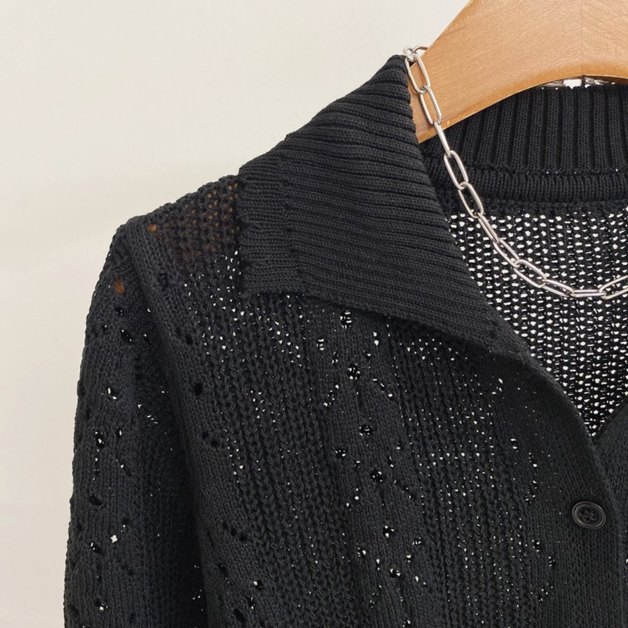 Punico Punching Short Sleeve Knit Cardigan