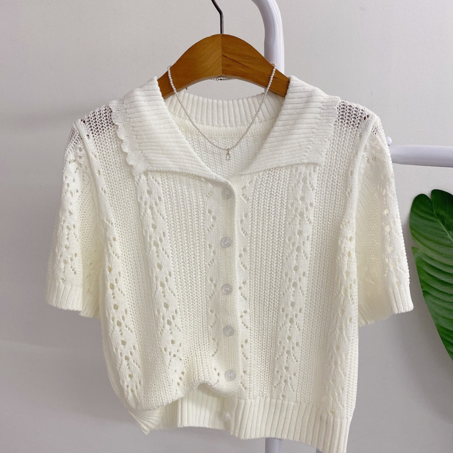 Punico Punching Short Sleeve Knit Cardigan