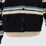 Mielu Three-Color Striped Crew Neck Cardigan