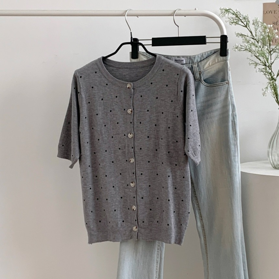 Petit Polka Dot Short Sleeve Knit Cardigan