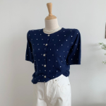 Petit Polka Dot Short Sleeve Knit Cardigan