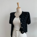 Petit Polka Dot Short Sleeve Knit Cardigan