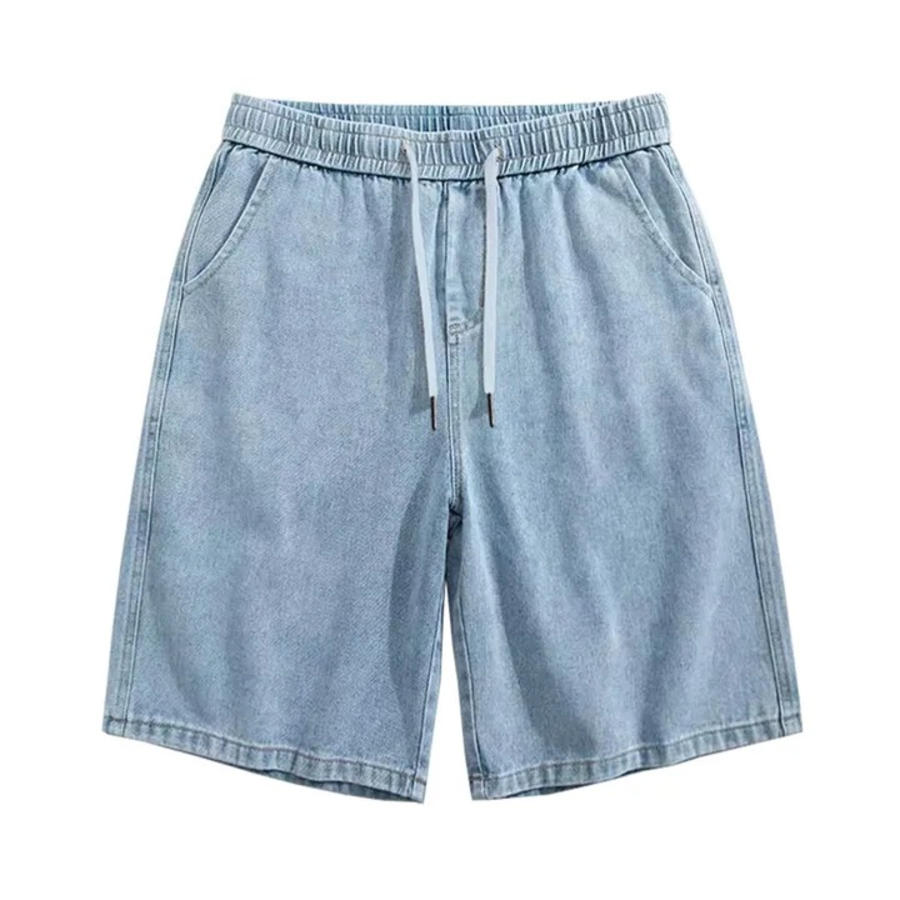 Denim One-Tuck Wide Bermuda Banding Shorts